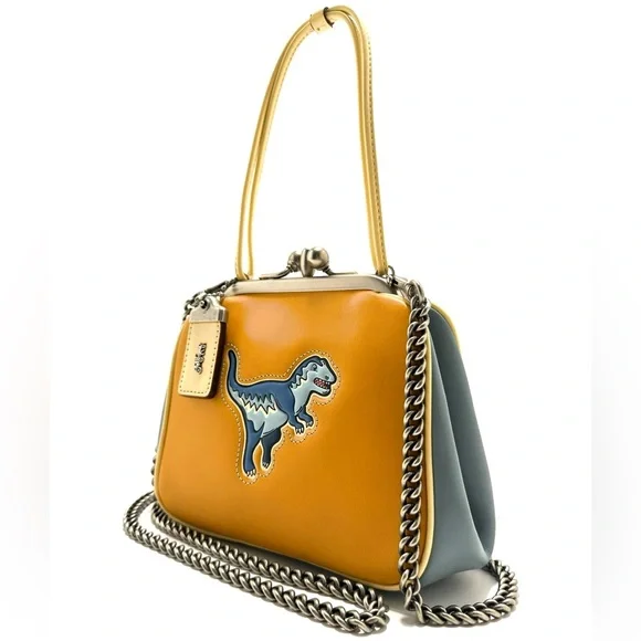 🦖 RARE Coach 1941 Rexy Dinosaur Kisslock Frame Bag in Glovetanned Leather - Picture 4 of 16
